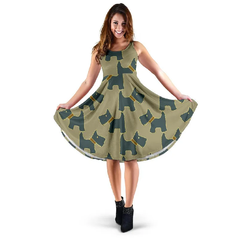 Dog Westie Pattern Print Dress Tunics Business professional