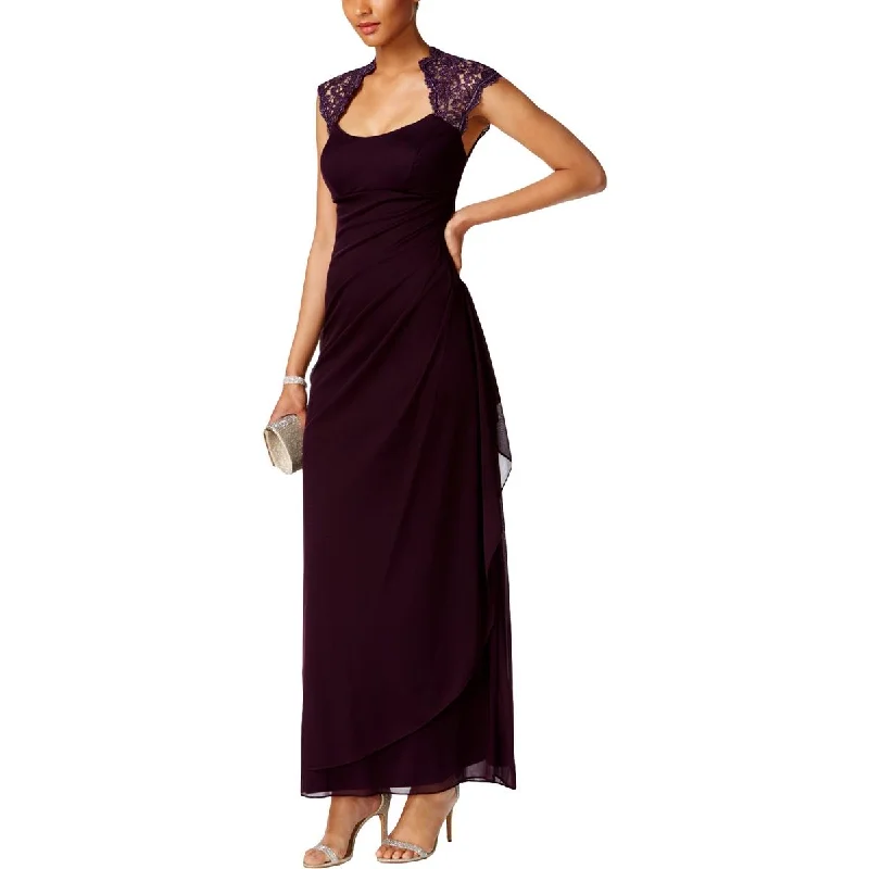 X by Xscape Womens Metallic Lace Trim Formal Dress Tunics Plaid country