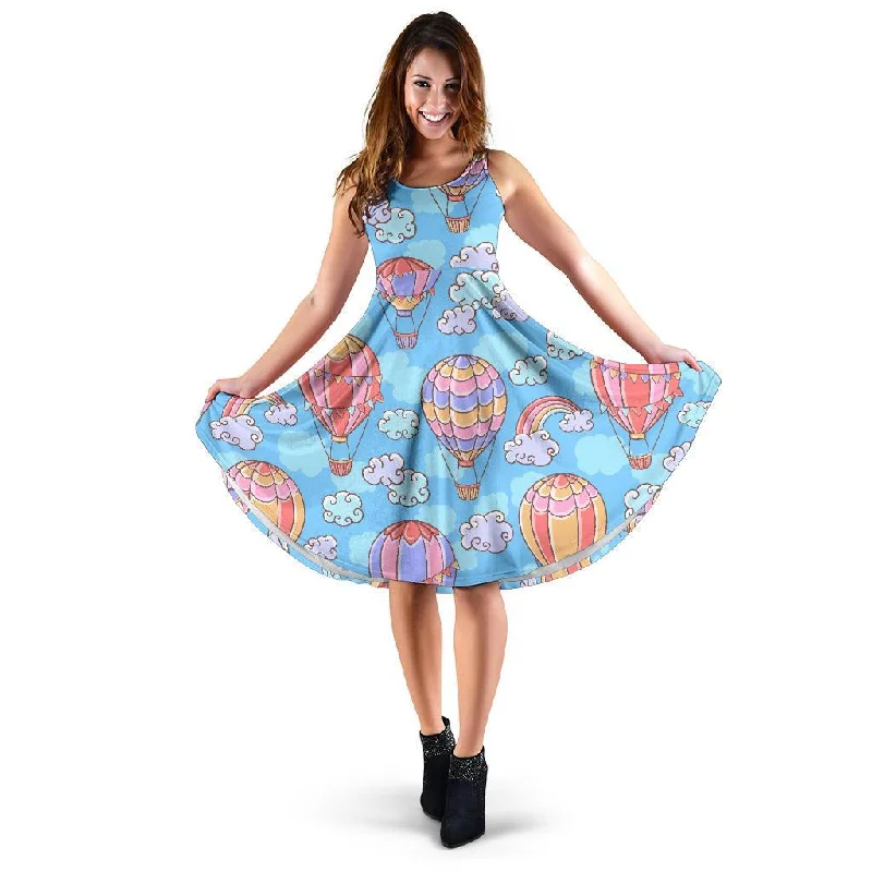Cloud Hot Air Balloon Pattern Print Dress Tunics Bestseller popular