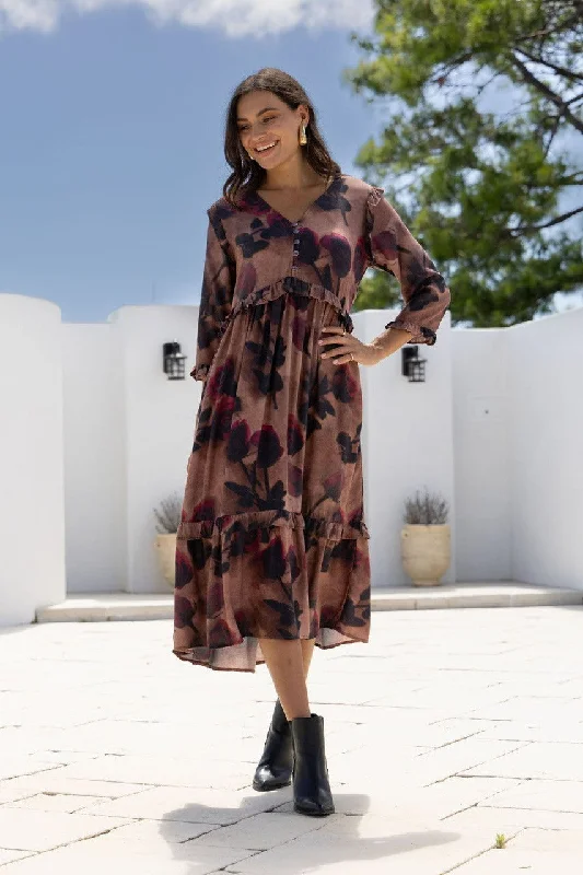 Mayfair Muse Ruffle Detail Dress - Mulberry Multi Tunics Stylish modern