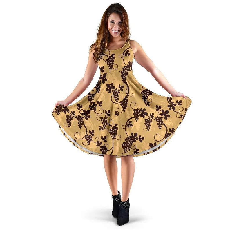 Wine Grape Pattern Print Dress Tunics Distressed trendy