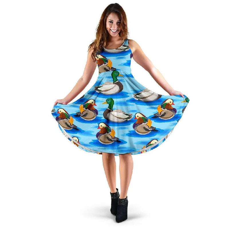 Duck Mallard Pattern Print Dress Tunics Polka dots