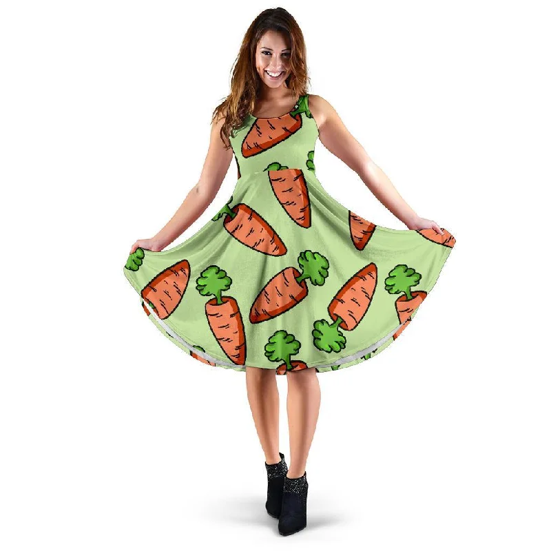 Carrot Print Pattern Dress Tunics Leisure comfortable