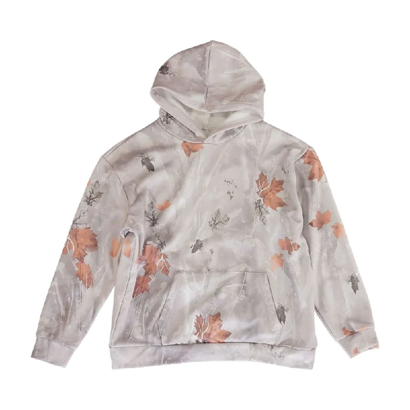 Gray Camo Hoodie Hoodie with Hem Embroidery Detailed Premium
