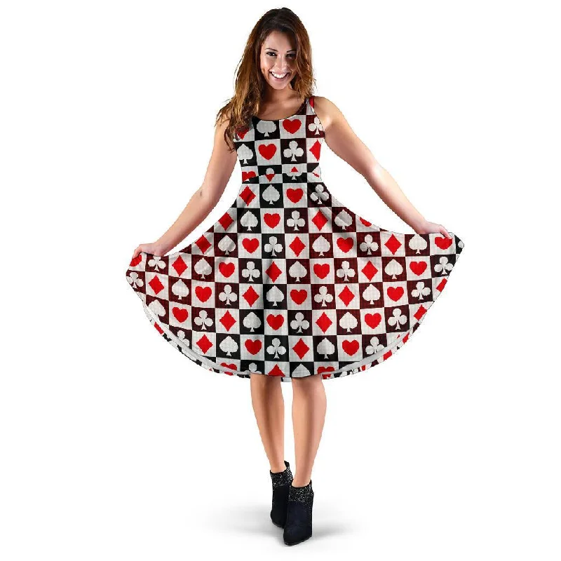 Casino Playing Card Poker Pattern Print Dress Tunics Corduroy durable