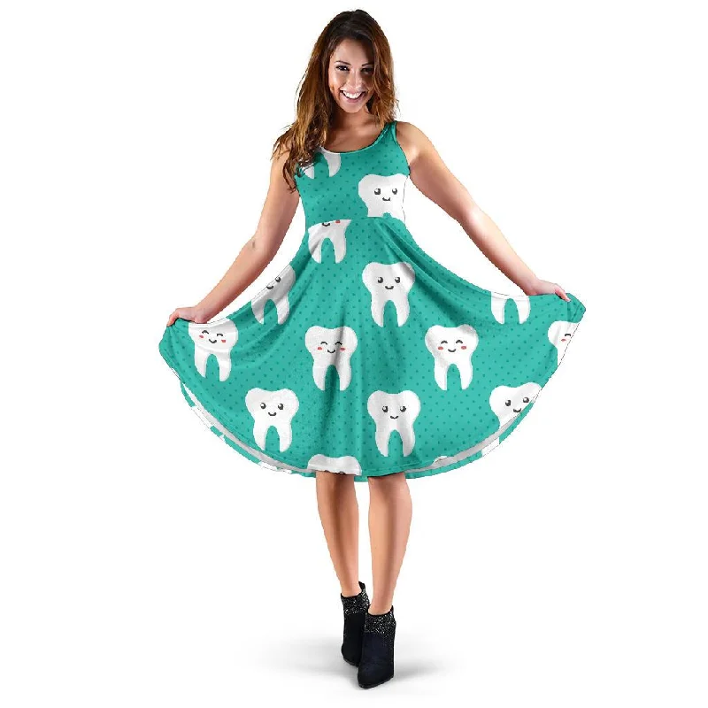Dentistry Dentist Dental Tooth Pattern Print Dress Tunics Practical durable