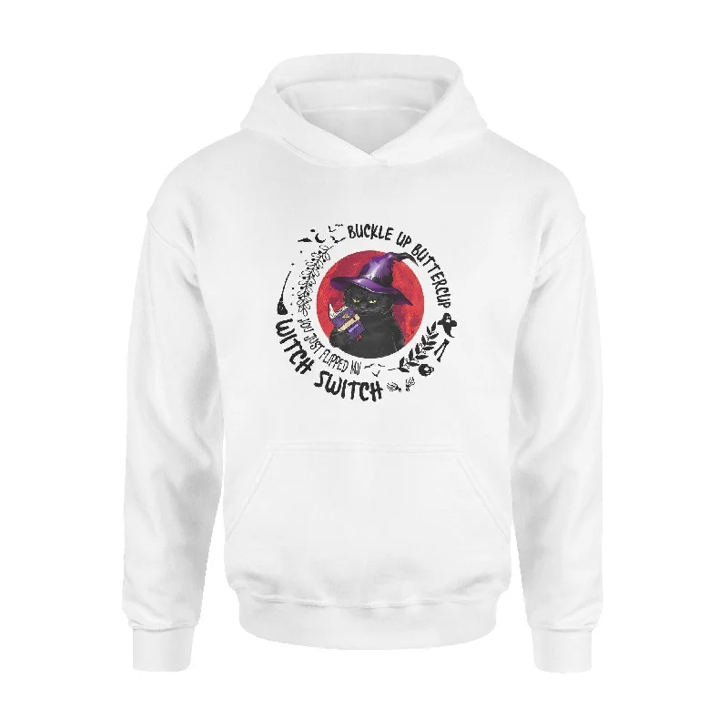 Witch, Cat Flipped My Witch Switch - Standard Hoodie Hoodie with Tied Waist Feminine Flattering