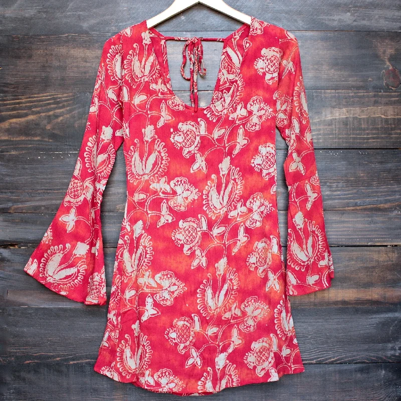 Final Sale - YIREH Hawaii Maize Bell Sleeve Dress in Songbird Tunics Yoga stretchy