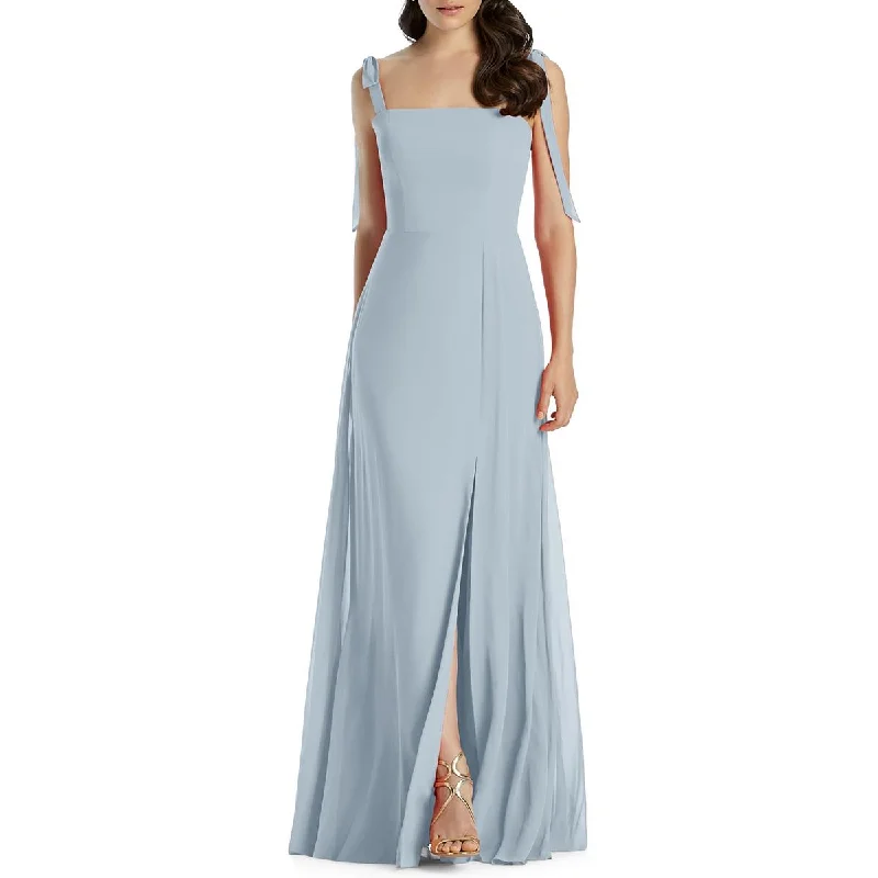 Dessy Collection by Vivian Diamond Womens Tie Shoulder Side Slit Evening Dress Off-the-shoulder Chic Trendy