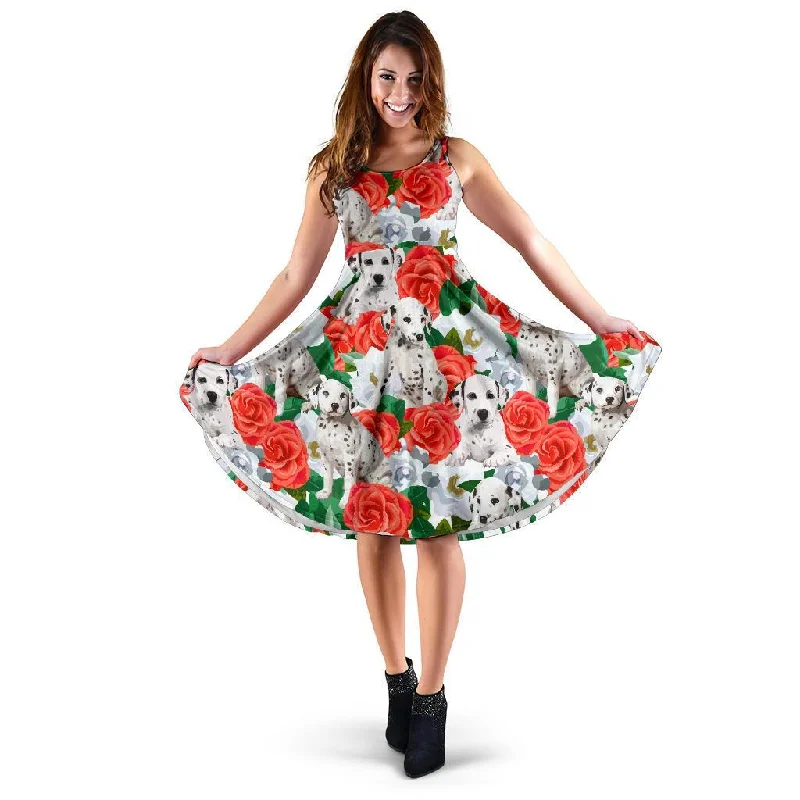 Dalmatian Dog Puppy Pattern Print Dress Tunics Practical easy-care