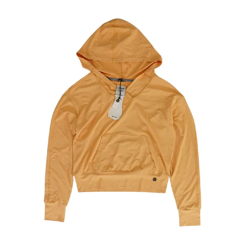 Orange Solid Hoodie Hoodie with Hem Elastic Stretchable Comfortable