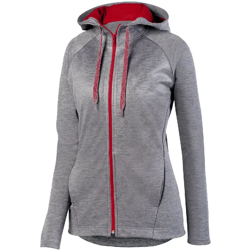Ladies Zoe Tonal Heather Full Zip Hoodie 5558 Hoodie with Batwing Sleeves Loose Dramatic