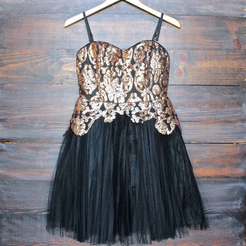 Final Sale - Pixie Dust Gold Sequin Embroidery Dress with Removable Straps Tunics Luxurious high-end