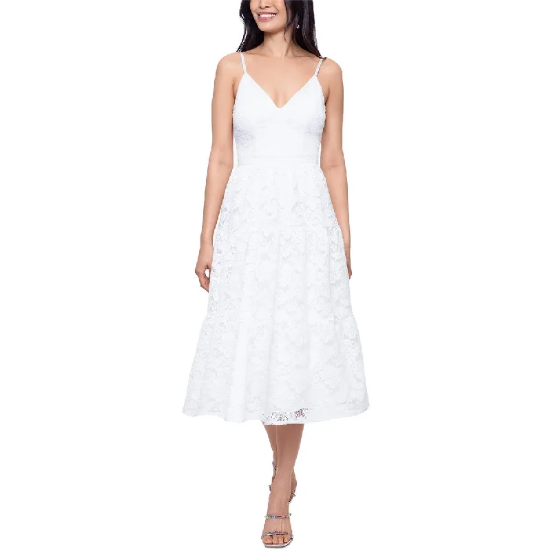 Xscape Womens Solid Lace Fit & Flare Dress Tunics Hiking breathable