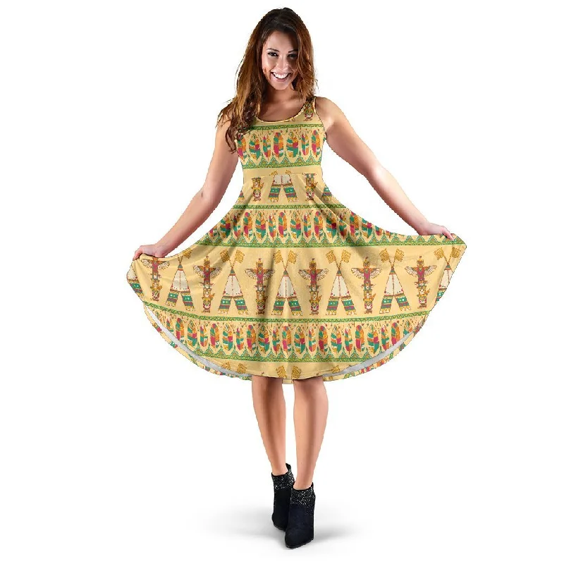 Aztec Indians Navajo Tribal Native American Print Dress Tunics Cozy soft