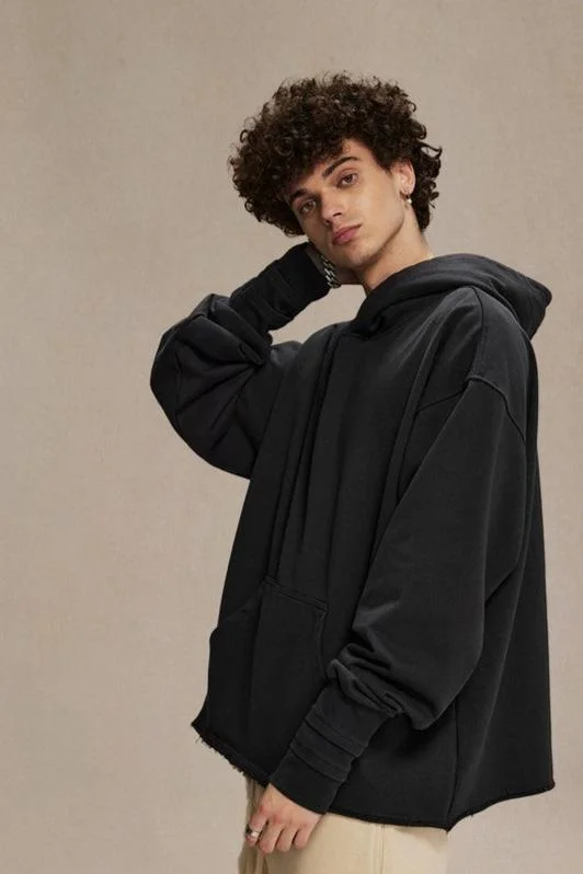 Finger Cutout Hem Hoodie Hoodie with Fur Luxurious Winter