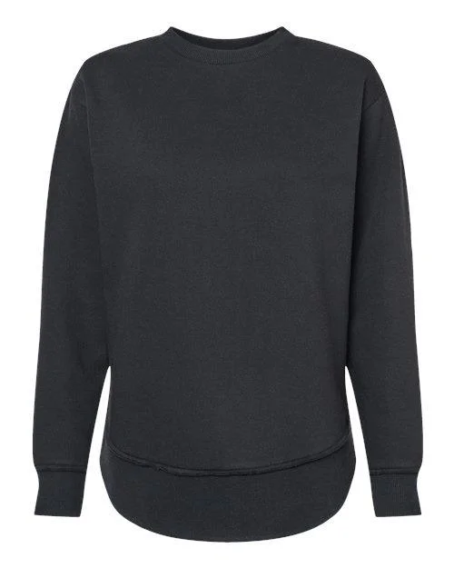 LAT Women's Weekend Fleece Crewneck Sweatshirt 3525 Hoodie with Zipper Placket Modern Functional
