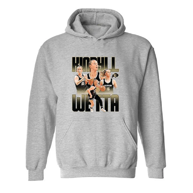 Colorado - NCAA Women's Basketball : Kindyll Wetta - Player Collage Hooded Sweatshirt Hoodie with Strings Custom Fit Adjustable