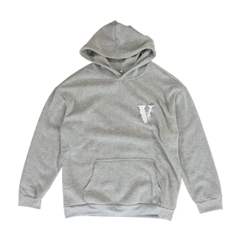 Gray Solid Hoodie Hoodie with Fur Luxurious Winter