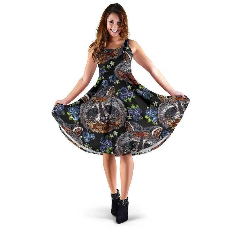 Fruit Raccoon Pattern Print Dress Tunics Designer luxury