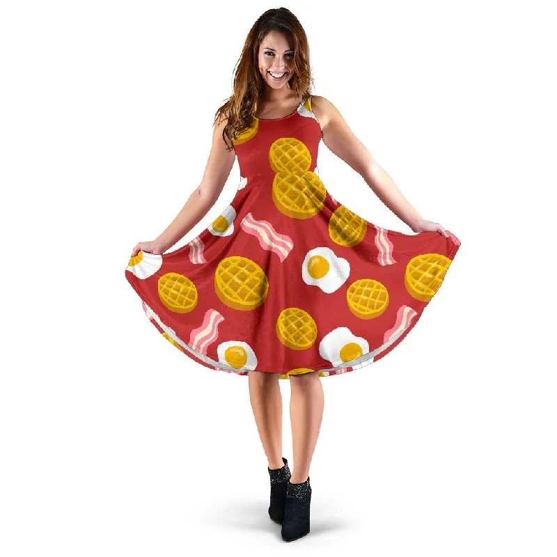 Bacon Egg Pancake Pattern Print Dress Tunics Favorite customer