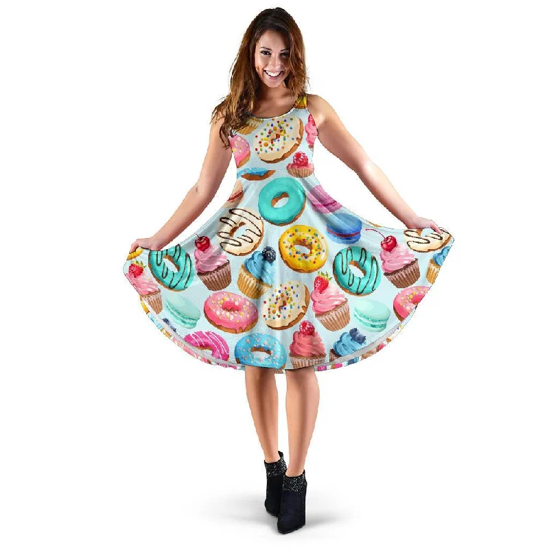 Dessert Cupcake Pattern Print Dress Tunics Luxurious premium