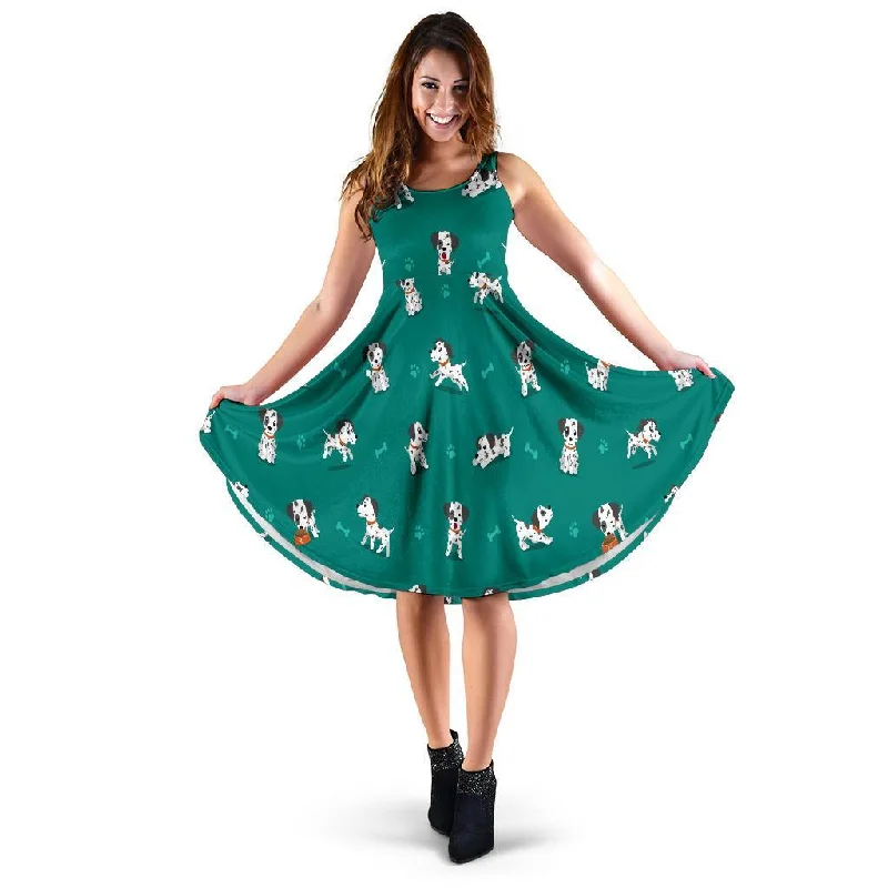 Dog Dalmatian Puppy Pattern Print Dress Tunics Designer luxury