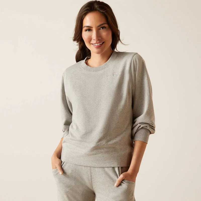 Ariat Memento Womens Sweatshirt Heather Grey Hoodie with Half-Zip Sporty Casual