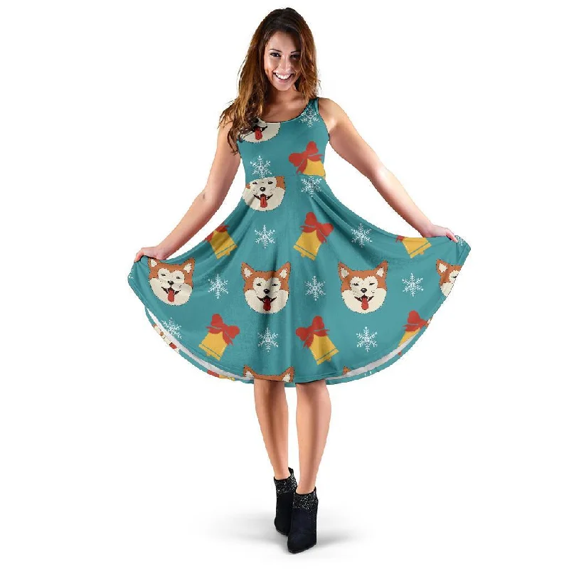 Dog Akita Pattern Print Dress Tunics Custom made