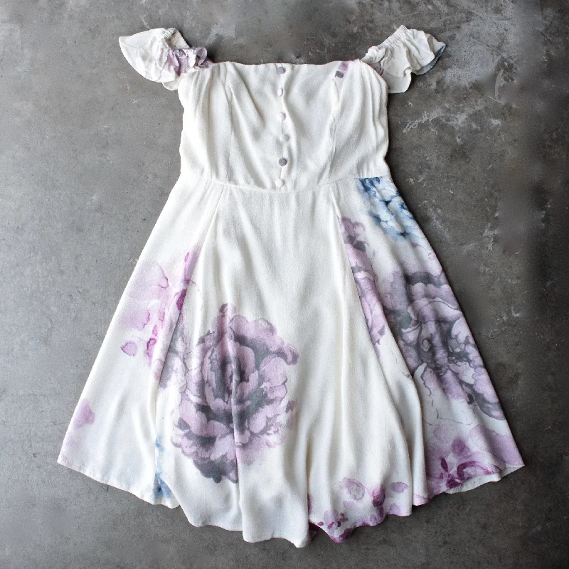 Off The Shoulder Strapless Romantic Floral Dress Tunic Top Casual