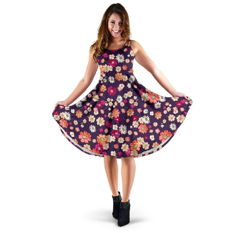 Cute Daisy ColorfulPattern Print Dress A-Line Day Work