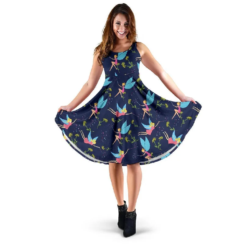 Fairy Pattern Print Dress sweetheart Neckline Romantic