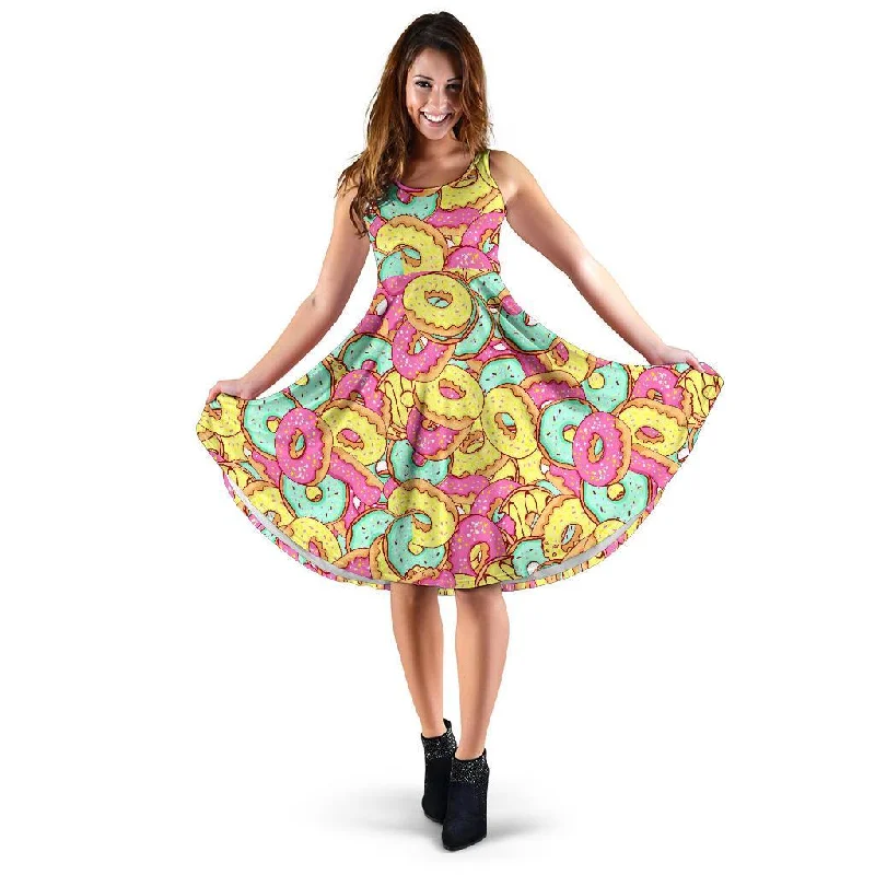 Donut Colorful Pattern Print Dress Tunics Yoga stretchy