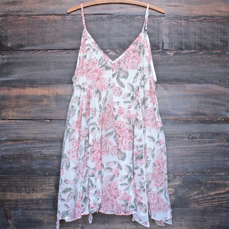 Melrose Place Floral Chiffon Swing Dress sweetheart Neckline Romantic