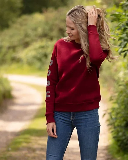 P.O.S.H Country Start Point Sweatshirt Red Hoodie Jacket Zipper Layering