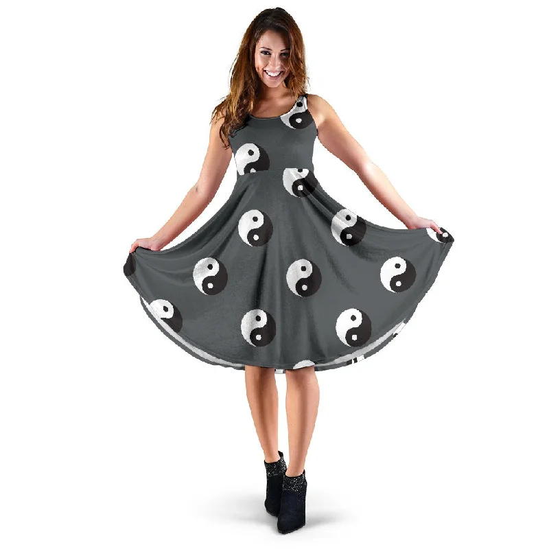 Yin Yang Pattern Print Dress Tunics Floral girly