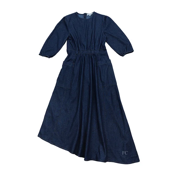 Indigo wash denim side pockets dress by Alexandre Laurent A-Line Day Work
