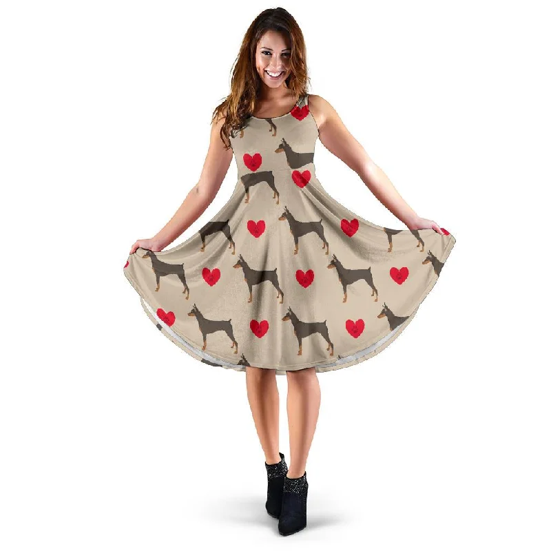 Doberman Dog Pattern Print Dress Tunics Bestseller popular