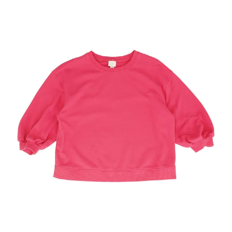Pink Solid Sweatshirt Hoodie with Raglan Sleeves Sporty Comfortable