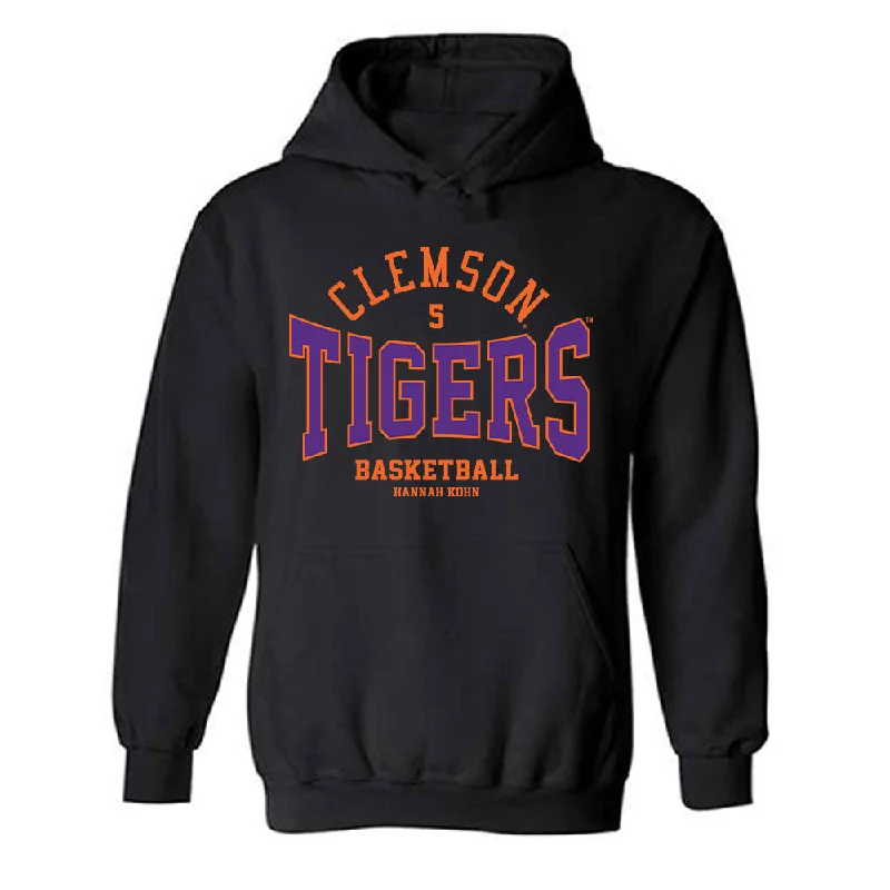 Clemson - NCAA Women's Basketball : Hannah Kohn - Classic Fashion Shersey Hooded Sweatshirt Hoodie with Hem Lace Feminine Delicate