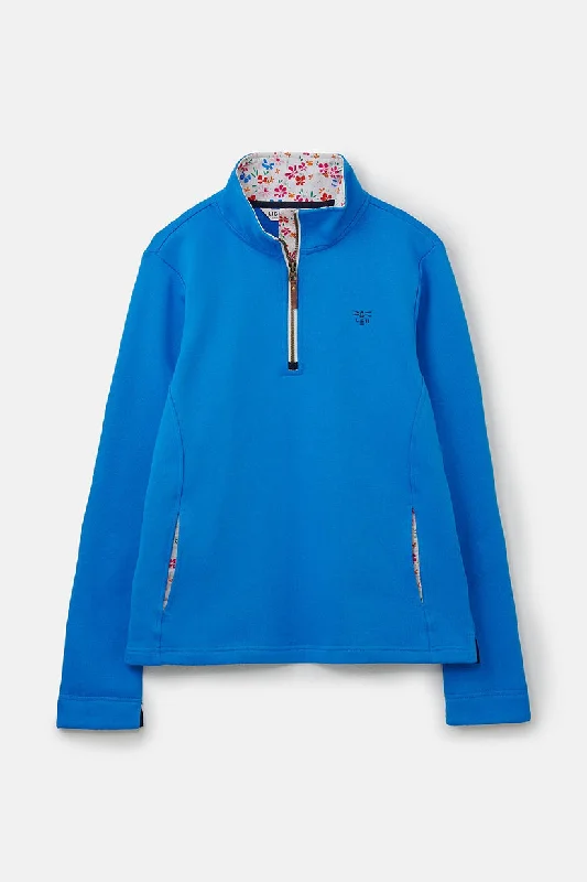 Lighthouse Shore Sweatshirt Azure Blue Hoodie with Magnetic Closure Innovative Modern