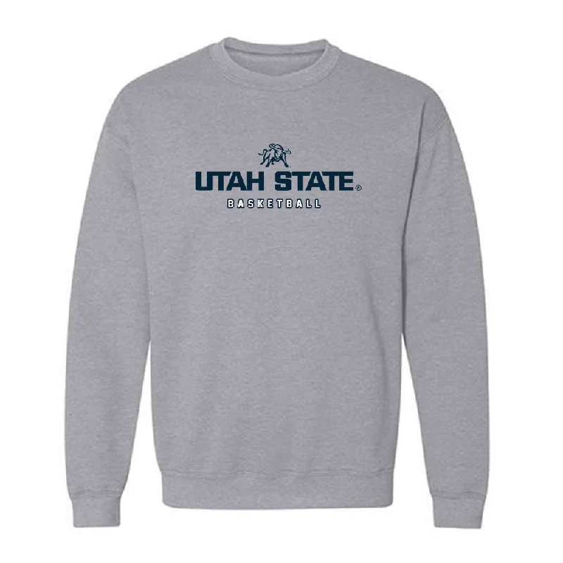 Utah State - NCAA Women's Basketball : Ava Smith - Crewneck Sweatshirt Hoodie with Front Slit Layering Stylish