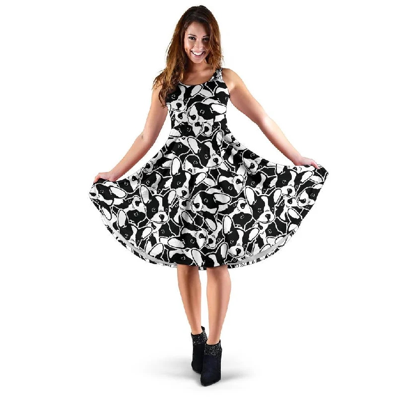 Bulldog Pattern Print Dress Tunics Designer luxury
