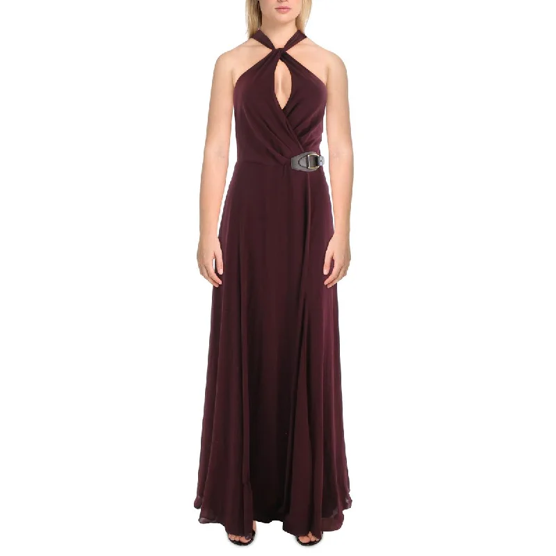 Lauren Ralph Lauren Womens Chiffon Halter Evening Dress Tunics Fleece cozy