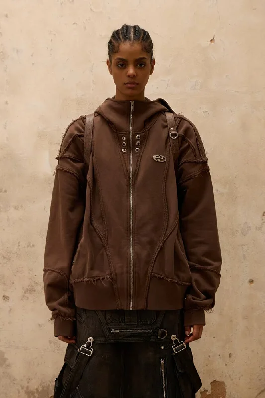 Petal Hoodie Hoodie with Belted Waist Structured Tailored