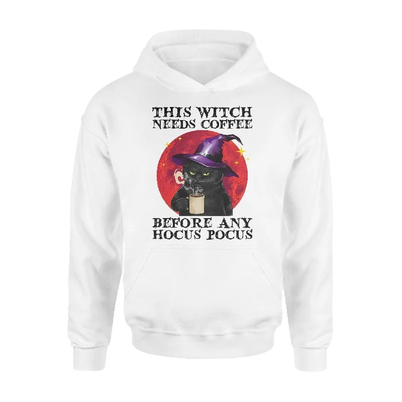 Witch, Cat, Coffee Coffee Before Any Hocus Pocus - Standard Hoodie Hoodie with Magnetic Closure Innovative Modern