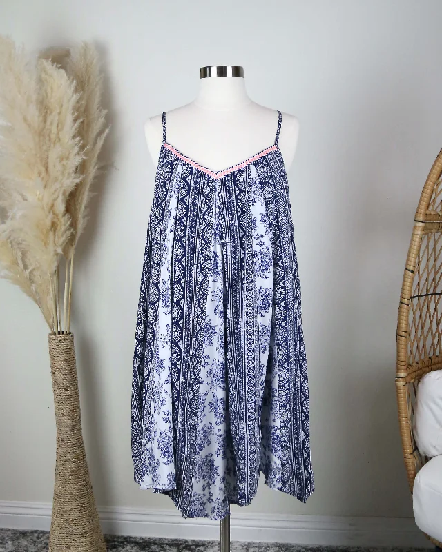 Sunday Brunch Flowy Day Dress in Navy Print Tunics Practical durable