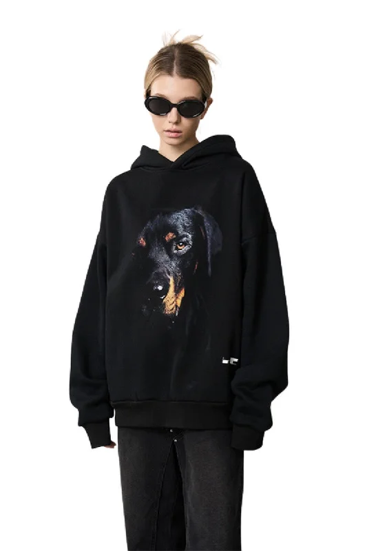 Rottwieiler Printed Hoodie Hoodie with Hem Detail Decorative Unique