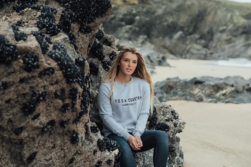 P.O.S.H Country Harrogate Sweatshirt Grey Hoodie Crop Top Short Trendy