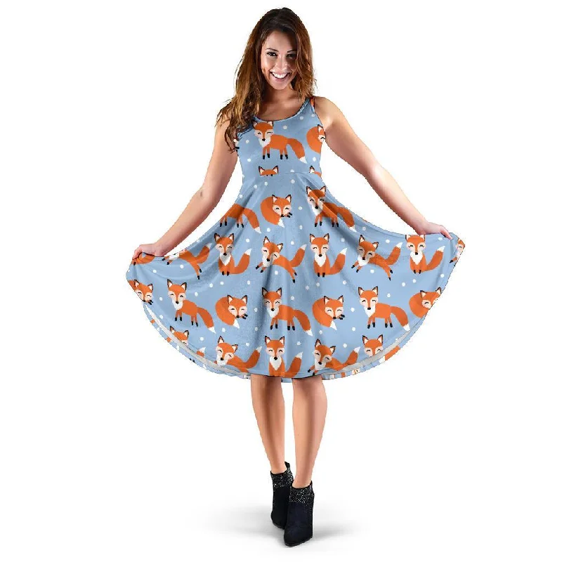 Fox Snow Pattern Print Dress Tunics New arrival